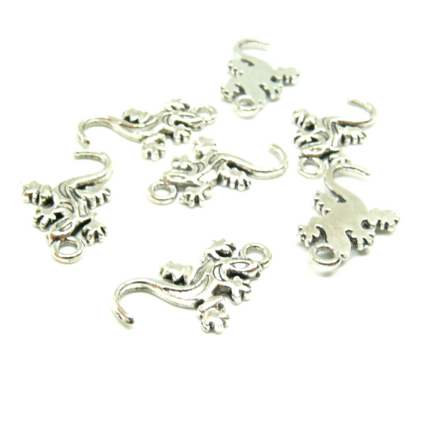 Salamandres 22 par 12mm métal finition Argent Antique