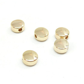 Perles intercalaires rondes plates 5mm en Cuivre finition Doré 18KT
