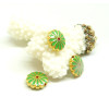 BU11210303164719 – Lot de 2 ou de 4 Perles Intercalaires Marguerite 12mm – Résine Cloisonné Style Émaillé Vert sur Base Dorée