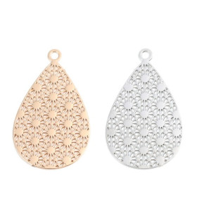Estampes pendentif filigrane Goutte 23mm métal couleur Doré