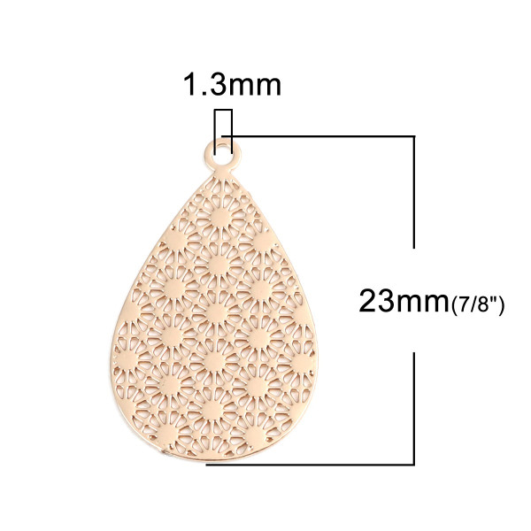 Estampes pendentif filigrane Goutte 23mm métal couleur Doré