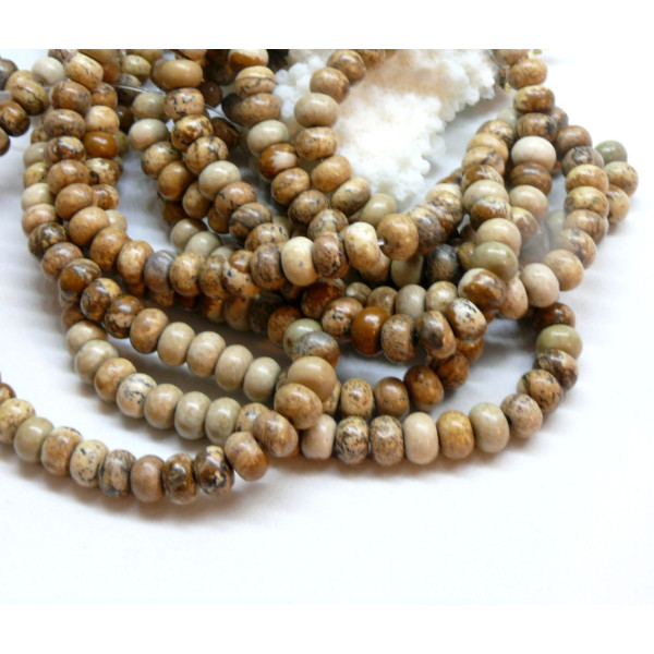 Perles Rondelles 6x4 mm Jaspe Paysage Coloris 08