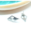Boucles d'oreille, puce Losange 24mm, avec anneau d' attache, Acier Inoxydable 304, avec embouts finition Argenté