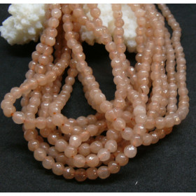 Perles rondes Agate Facettées 3 mm Vieux Rose Coloris 35