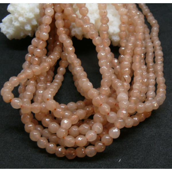 Perles rondes Agate Facettées 3 mm Vieux Rose Coloris 35
