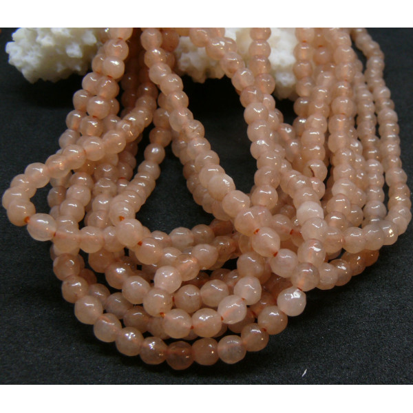 Perles rondes Agate Facettées 3 mm Vieux Rose Coloris 35