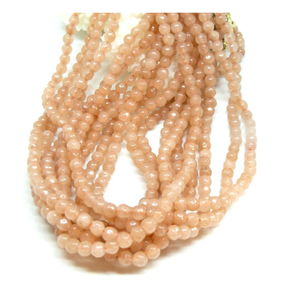 Perles rondes Agate Facettées 3 mm Vieux Rose Coloris 35