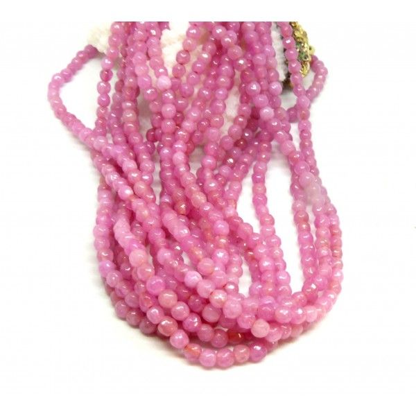 Perles rondes Agate Facettées 3 mm Rose Coloris 34