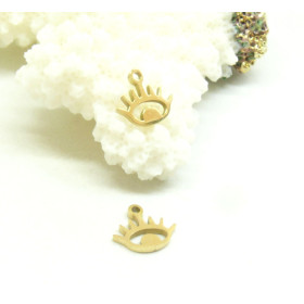 Pendentifs Oeil de la protection - 8,5mm - en Acier Inoxydable 304 finition Doré