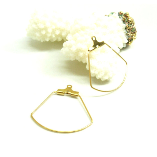 Boucles d'oreilles Créoles Cintres, Forme Géométrique Eventail 27mm, Acier inoxydable 304 Doré à l'Or fin 18k, PVD