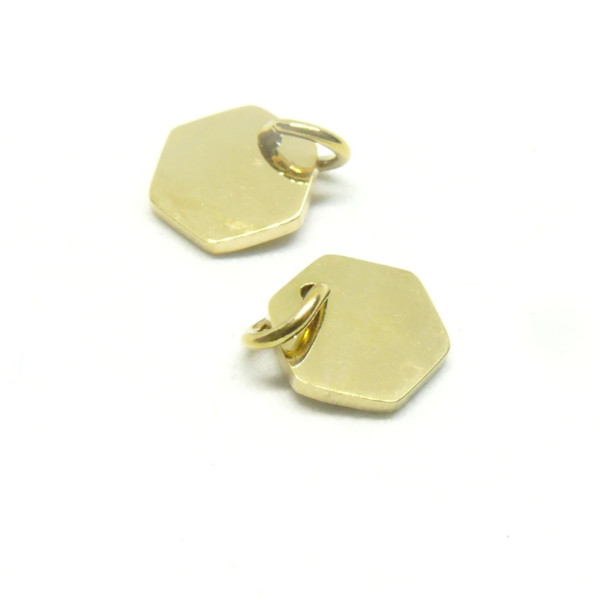 Pendentifs avec Anneau Hexagone 9mm – Acier Inoxydable 304 Doré