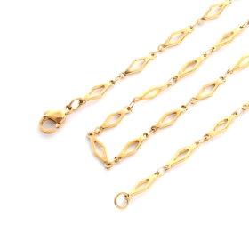 Collier Princesse 46cm maille Losange ajouré 13 par 4 mm Acier Inoxydable 304 finition Doré