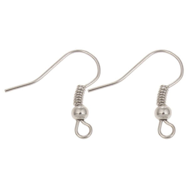 Boucles d'oreille crochets hameçons et bille laiton finition ARGENT PLATINE