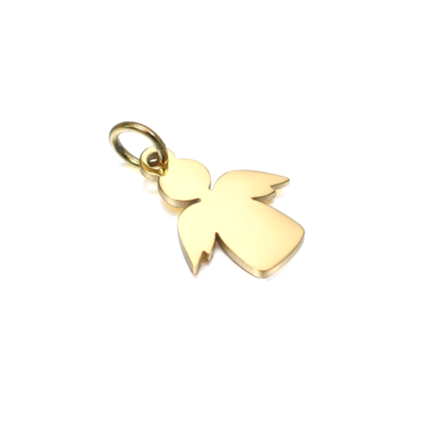 Pendentif Ange avec Anneau 18mm  Acier Inoxydable 304 finition Doré