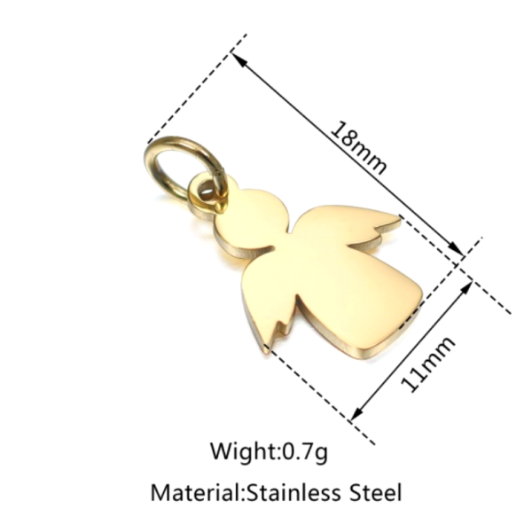 Pendentif Ange avec Anneau 18mm  Acier Inoxydable 304 finition Doré