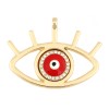 Pendentif Oeil de la protection, Gri gri style émaillé 42mm Rouge métal couleur Doré