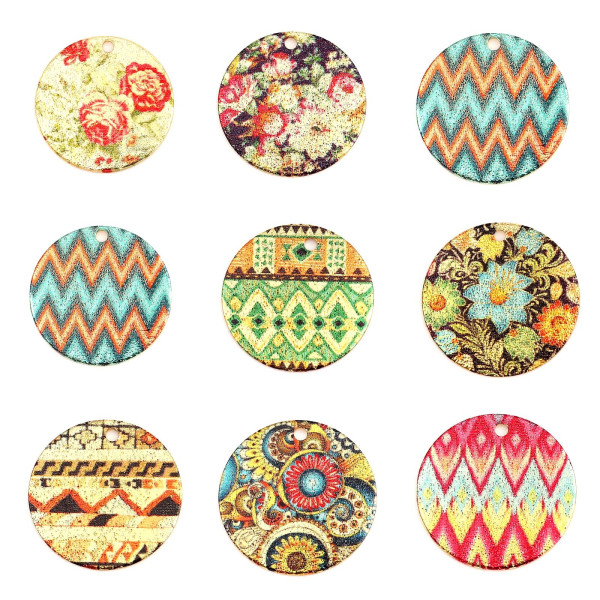 Pendentifs breloques stardust Ronde 20mm Forme Géométrique Doré