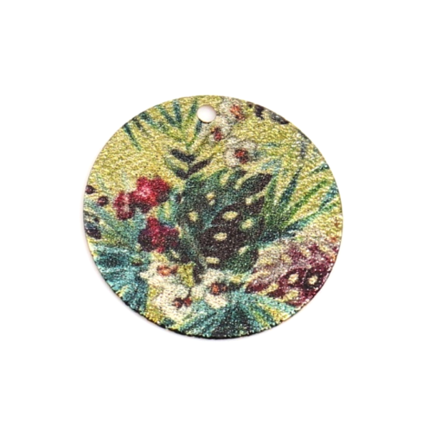 Pendentifs breloques stardust Ronde 20mm Fleurs Cuivre Coloris Doré