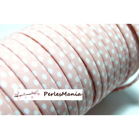 ruban biais spaghetti  à pois  Rose Pale 7mm ref: 70480-31 mercerie cordon pour bijoux