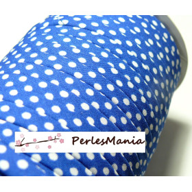 Ruban biais spaghetti à pois Bleu 7mm ref: 70480-28