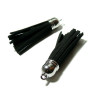 pompons breloque passementière 60mm suédine NOIR ARGENT VIF