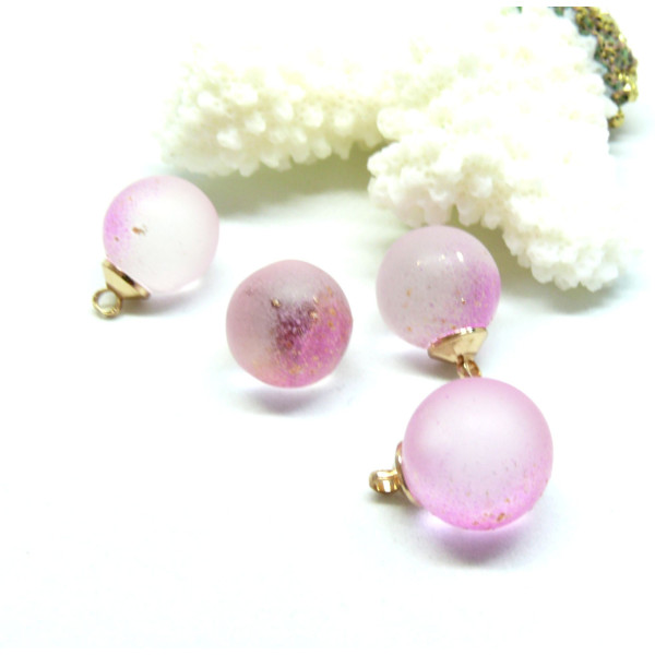 Pendentifs Rond dégradé de rose 12 mm métal Doré