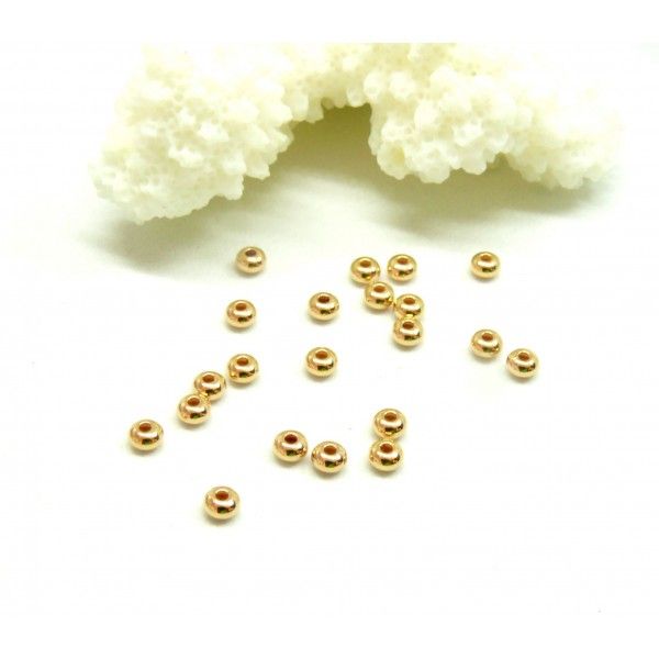 Perles intercalaires Rondelles 3 par 2 mm en Laiton finition OR 18KT
