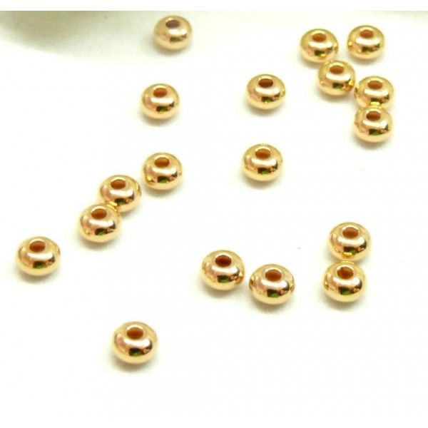 Perles intercalaires Rondelles 3 par 2 mm en Laiton finition l'or fin 18K