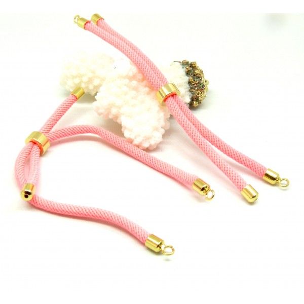 Support bracelet Intercalaire cordon Nylon ajustable avec accroche  Laiton Coloris Rose