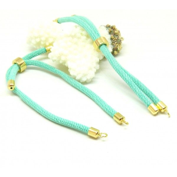 Support bracelet Intercalaire cordon Nylon ajustable avec accroche  Laiton Coloris Bleu lagon