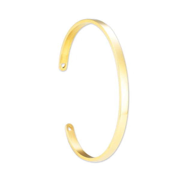 Support de Bracelet Jonc 4mm  avec cœurs d'attache aux extrémités ACIER INOXYDABLE 304 placage Doré
