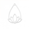 Pendentifs - Fleur de lotus dans Goutte 35mm en Acier Inoxydable  304 - placage Ionique argenté