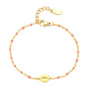 Bracelet Oeil de la protection résine émaillé Orange Flashy Acier Inoxydable 304 finition Doré Placage Ionique