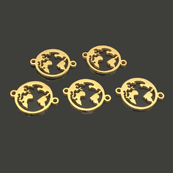 Connecteurs  MappeMonde 20mm Acier Inoxydable 304 finition Doré N0 1