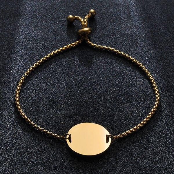 Bracelet ajustable Médaillon à personnaliser avec poinçons 20 mm Acier Inoxydable 304 Doré