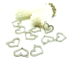 Pendentifs breloques motifs Cœurs métal finition Argent Platine Rhodié