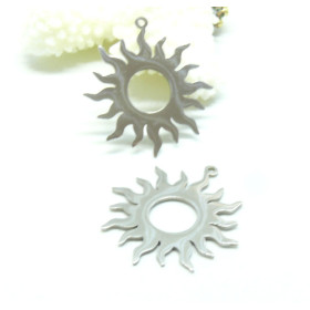 Pendentifs Soleil 30mm Acier Inoxydable 201 finition Argenté