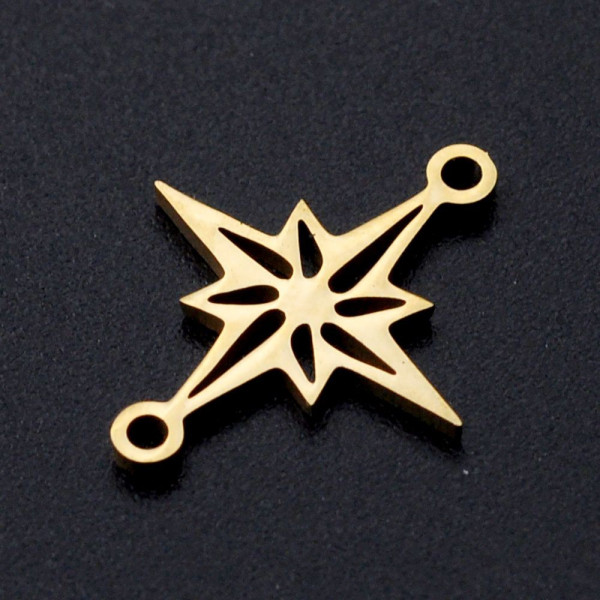 Connecteurs Étoile / Rose des Vents 18mm – Acier Inoxydable 304 Finition Doré