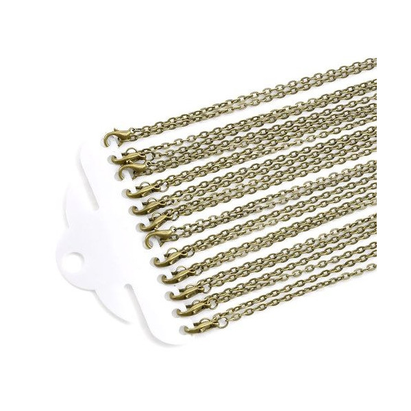 COLLIERS SAUTOIRS 76.2cm CHAINE Maille Forcat 4,5 par 3mm métal couleur BRONZE