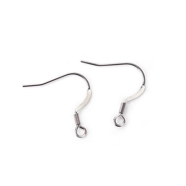 Boucles d'oreille crochets 20mm ACIER INOXYDABLE 304 finition argenté