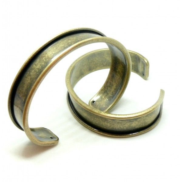 Support bracelet , Jonc Manchette, pour cordon plat 11mm, Laiton Coloris Bronze