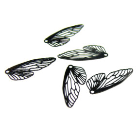 Estampes Pendentif Filigrane Aile d'Insecte 51mm Métal Noir