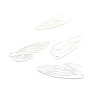 Estampes, pendentif filigrane, Aile d' insecte 51mm cuivre coloris Blanc