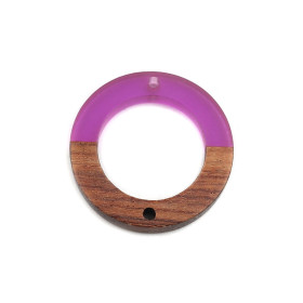 Pendentifs, Connecteurs Cercle en Bois et résine Violet