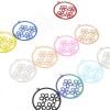 Estampes, pendentifs  multi fleurs dans cercle 25mm métal coloris Argent Platine