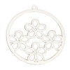 Estampes, pendentifs  multi fleurs dans cercle 25mm métal coloris Argent Platine