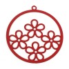 Estampes, pendentifs  multi fleurs dans cercle 25mm métal coloris Rouge