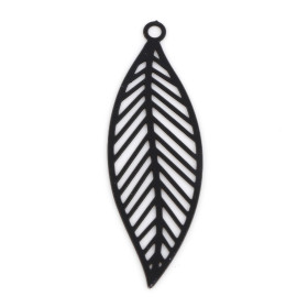 Estampes, pendentifs feuille 33mm métal coloris Noir