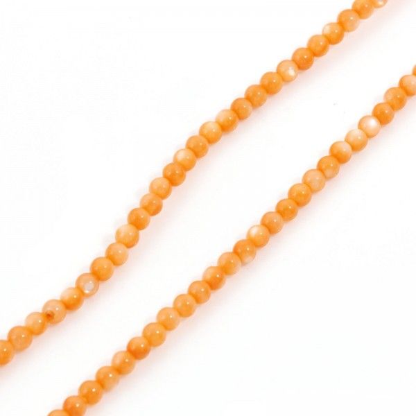 Perles nacre forme ronde 3mm coloris Orange