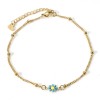 Bracelet, Bracelet de cheville - Maille Gourmette  22 cm- en Acier Inoxydable 304 -finition Doré  Marguerite Turquoise